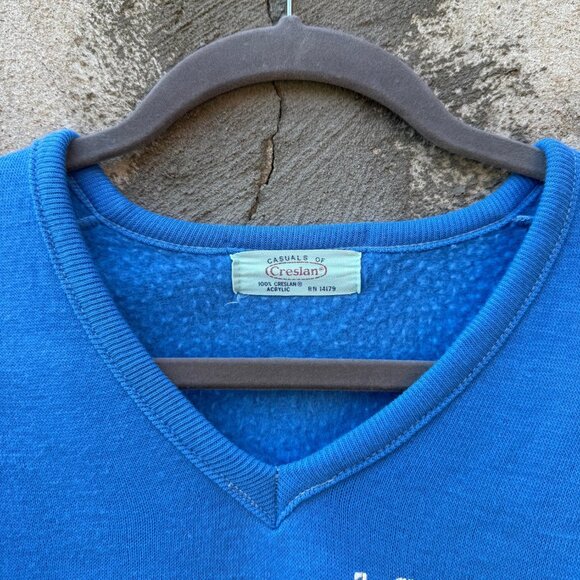 60's Vintage V Neck Flock Louisiana Tech Sweatshirt - Picture 4 of 7